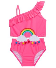 Dinlong Summer Kids Baby Girl Sleeveless Striped Bow Swimwear+Floral Skirts+Hair Band 3Pcs Beach Swimsuit Sets
