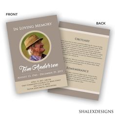 funeral template funeral program template memorial card template