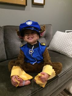 hes on a roll in this paw patrol chase costume toddler boys chase costume includes a jumpsuit with puppy tail police hat with dog ears and paw patrol
