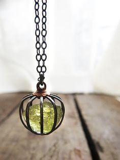 Four Tier Natural Bezel Cut Peridot Chandelier Pendant Necklace