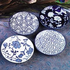 Blue And White Plates decorative dishes - cobalt blue white calico chintz transferware Blue And White Plates decorative dishes - cobalt blue white calico chintz transferware