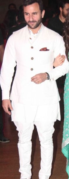 Saif Ali Khan Style For The Fop Pinterest And Bollywood Actor Saif Ali Khan Indo Western Style Wedding Groom Kurta Sherwani Suit