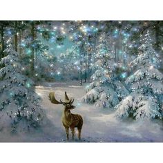 Xmas House Deer DIY 5D Full Diamond Embroidery Painting Cross Stitch Home Decor
