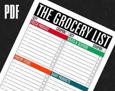 grocery list stationery