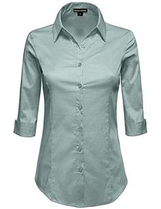 S-2XL MAYSIX APPAREL 3//4 Sleeve Plaid Roll-Up Button Down Collar Office Formal Casual Shirt Blouse for Women Fit