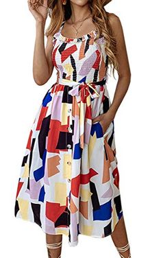 Women Dress Boho Polka Dot Plaid Printed Patchwork Long Sleeve O Neck Flowy Pleated Hem Sundress Casual Beach Maxi Dresses