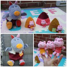 Fiesta Big Bad Wolf Hand Puppet and 3 Little Pigs Finger Puppet Set US SELLER!