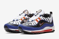 nike red white and blue air max 98 trainers