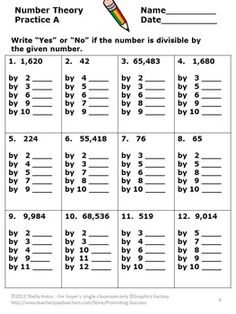 best divisibility rules images school math division teaching math divisibility rules activities th grade math review worksheets number theory