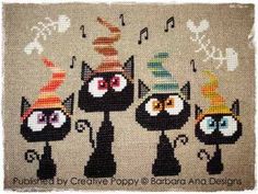 Cross Stitch Pattern - cats - Alley Quartet
