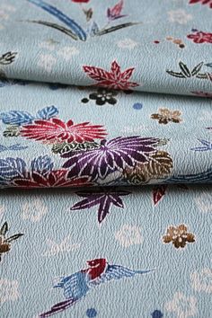 Long panel Vintage Japanese Kimono Silk FabricLight Grey Field 67/"