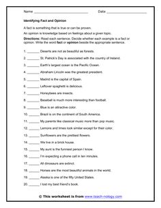 fact vs opinion worksheet google search fact and