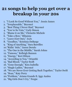 Songs That Help Become Over A Destroy Up Songs That Refrain from Get Over A Break Up