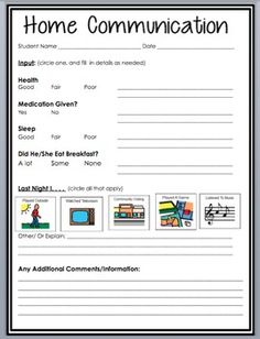 Pa Communication Printable Log Free Editable School This Is A Free Home School Communication Log That I Created For Teacher Which Ideal Special Education Clroom