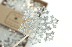Assorted shapes Disney Frozen Party Large Snowflake Glittery Cupcake Toppers Set of 12