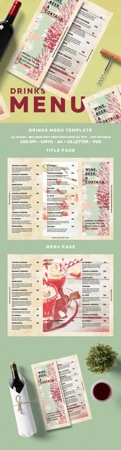 Cocktail Drinks Menu Drink menu, Menu and Menu templates
