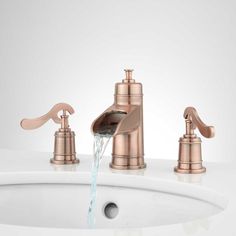 Orford Widespread Bathroom Faucet Antique Copper Signature Hardware 932622 Melton 1 2 Gpm Widespread Bathroom Faucet With Pop Up Copper Lavatory