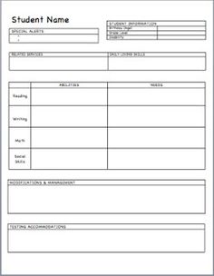 blank iep form template