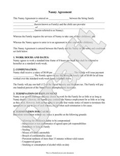 Nanny Contract Template Word - FREE DOWNLOAD
