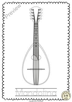 This File In PDF Form Contains 10 String Instruments Trace And Coloring Pages Each Page An Instrument Picture To Color Name Of The