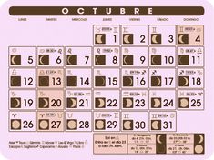 10 Best Calendario Lunar Octubre 2018 Images Moon Calendar Lunar Calendar Calendar Printables