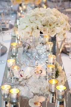 Mirror Runner Centerpiece Idea 30 Pretty Wedding Table Instead Of Expensive Mirrors Have 1 4 Plywood Cut To Table