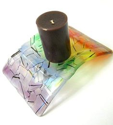 Gift Zone Rainbow Edged Iridescent Glitter Finished Chunky Number 10 Shaped Candle