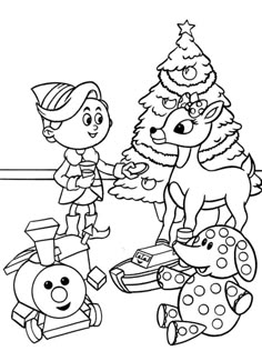 rudolph with children in christmas day coloring for kids rudolph coloring pages kidsdrawing - Rudolph Coloring Pages rudolph with children in christmas day coloring for kids rudolph coloring pages kidsdrawing - Rudolph Coloring Pages