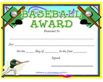 baseball certificate of participation baseball award print at