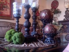 Tuscan Style Centerpiece Fl Decor Pinterest Coffee Table Decorations Love The Idea Of Using Spheres Instead Candles For A Change