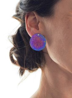 Purple with Pink Spots Studs Sterling Silver and Enamel Starfish Stud Earrings