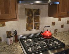 Handmade Backsplash Tiles With Leaf Impressions Rustic Botanical 4 Backsplash Tiles Rustic Cabin Accent Ceramic Leaf Tile Square Change Of Seasons Glaze