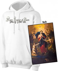 New Black /& White Virgin Mary Black Red Raglan Hoodie Sweater Catholic Prayer