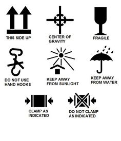 vector packaging symbols on vector cardboard background shipping