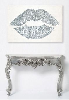 Fashion shot Gold Sparkled lips Canvas Wall Art Picture Print