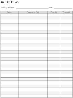 example of sign in sheet