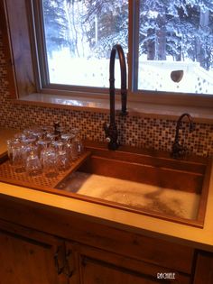 very unique custom corner sink made of domestic copper by rachiele