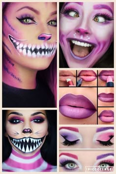 Cheshire Cat Halloween Costume, Disney Halloween Makeup, Halloween Make-up Looks, Fete Halloween, Halloween Cat, Cheshire Cat Cosplay