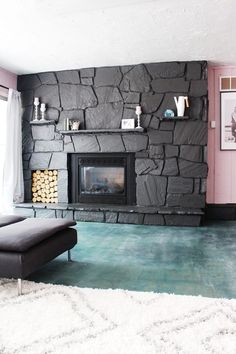 27 Best Painted Stone Fireplace Images Rock Fireplaces How To Update A Rock Fireplace By Using Paint