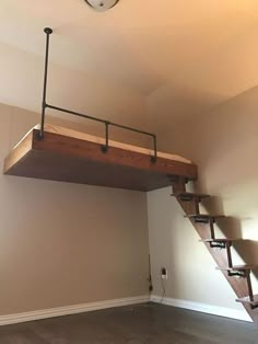 DIY Loft Bed with Iron Piping and Oak - Imgur Small Rooms, Small Bedroom, Small Spaces, Master Bedroom, Purple Bedroom, Attic Bedroom, Loft Spaces, Diy Loft Bed, Pallet Loft Bed