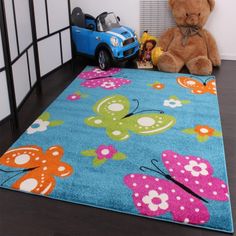Size:133 cm square Paco Home Childrens Rug Jungle Animals Green