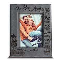 BELLA BUSTA- Our 3 Years Anniversary - Years,Months, Weeks, Days, Hours, Minutes, Seconds- Engraved Leather Picture Frame(4"x 6" Vertical) Parties, Mens Anniversary Gifts, Anniversary Gift Diy