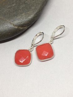 Sterling Silver Natural Round Red Coral 8mm Birthstone Handmade Stud Earrings
