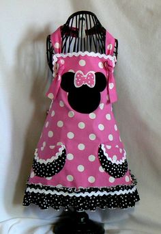 Lace and Rick Rack Pink Minnie Mouse Disney Half Apron Novelty Characters Woman/'s Apron Turquoise