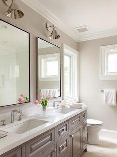 85 Best Taupe Or Greige Bathroom Images In 2019 White And Gray Bathroom Features A Double Washstand Ed With His Hers Sinks