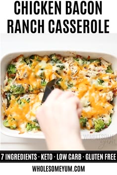 Chicken Bacon Ranch Casserole Recipe (Quick & Easy) – 2 Ways - A low carb, cheesy chicken bacon ranch casserole recipe that the whole family will love. Quick and easy with just 7 common ingredients, 5 minutes prep, and options for 2 ways to make it. #wholesomeyum #keto #lowcarb #dinner #casserole #chicken #glutenfree Chicken Bacon Ranch Casserole Recipe (Quick & Easy) – 2 Ways - A low carb, cheesy chicken bacon ranch casserole recipe that the whole family will love. Quick and easy with just 7 common ingredients, 5 minutes prep, and options for 2 ways to make it. #wholesomeyum #keto #lowcarb #dinner #casserole #chicken #glutenfree