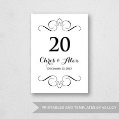 13 best wedding table number templates images on pinterest number