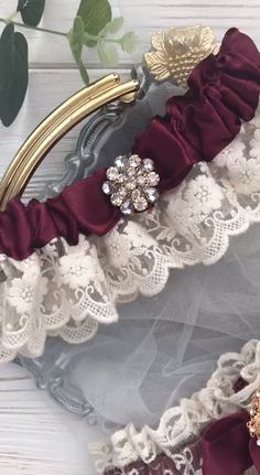 NO SLIP Wedding Garter Set MONOGRAM Option Lingerie Lace Rhinestones and Pearls Setting Bridal Garter Set