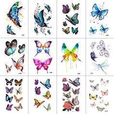 Butterfly Tattoos for Kids Womens 24 Sheet 3D Kids Tattoos Christmas Birthday Party Supplies Colorful Sparkly Butterfly Tattoos Body Art Temporary Tattoos for Girls Kids Women Childrens Party Favors
