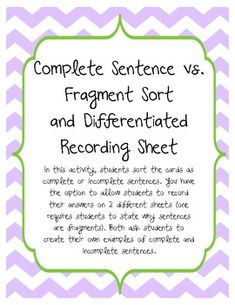 sentence and fragment